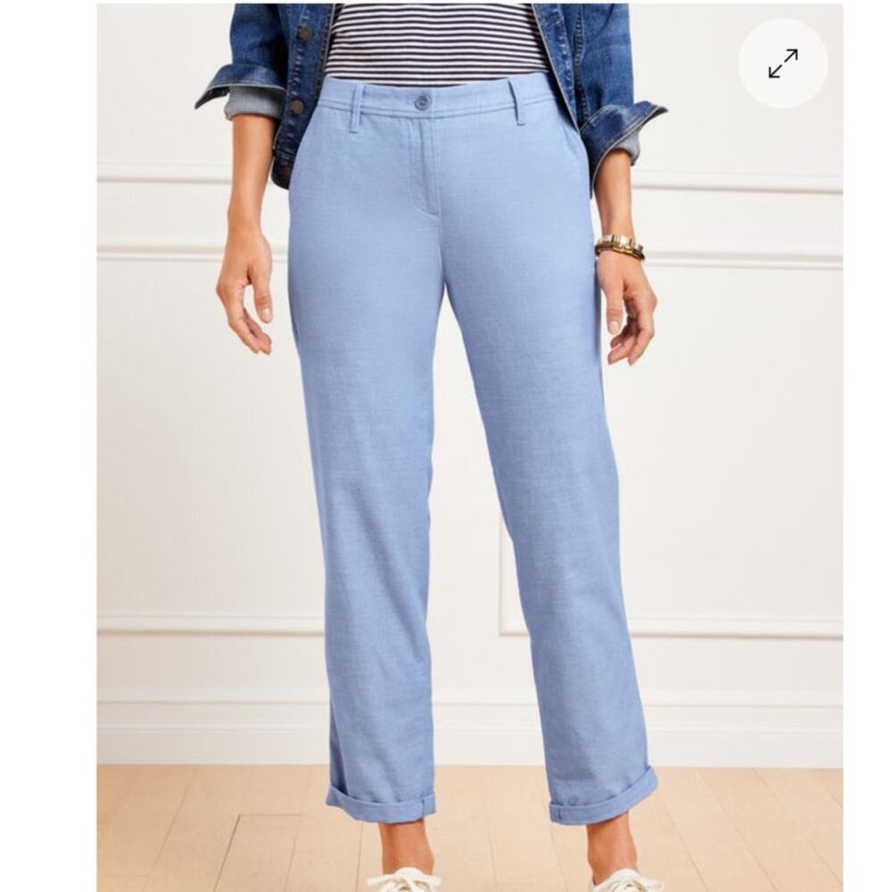 Talbots Newport Chambray Relaxed Chinos Pants Size 14 NWT Blue - Picture 11 of 12